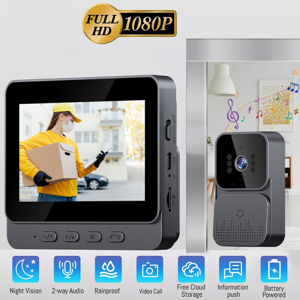 Wireless Security Smart Doorbell Intercom HD Video Camera Door Ring Bell Chime
