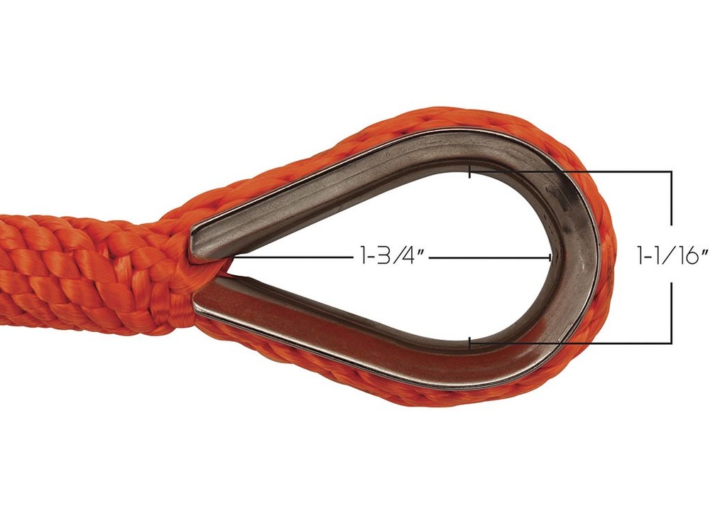 Extreme Max BoatTector Solid Braid MFP Anchor Line W/Thimble 3/8"x50' Orange