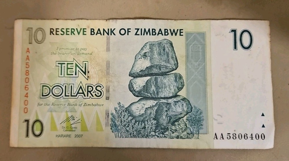 2007 Zimbabwe 10 Dollars Note