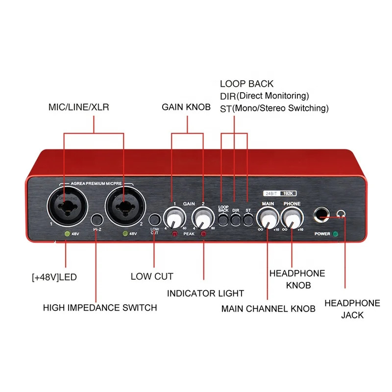 Professional Studio Recording USB Audio Interface with Creative Preamplifier