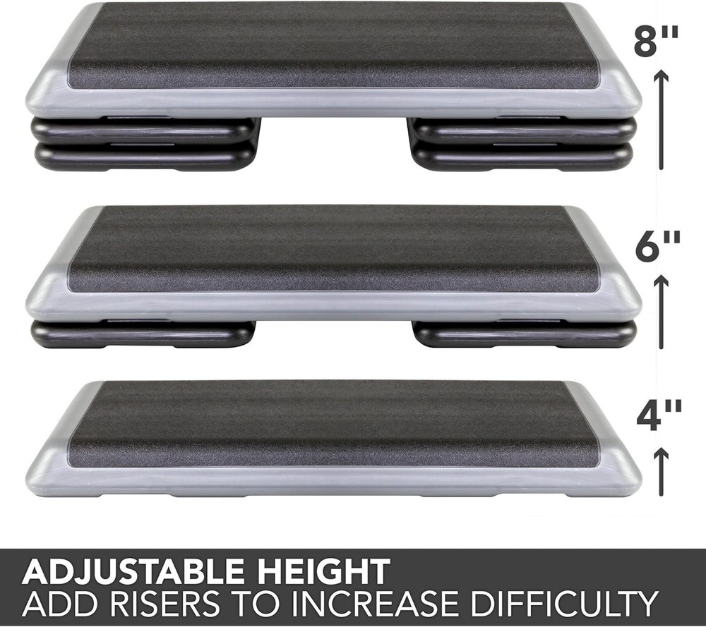 Aerobic Step with 4 Stackable Risers - Safe & Durable for Home Fitness