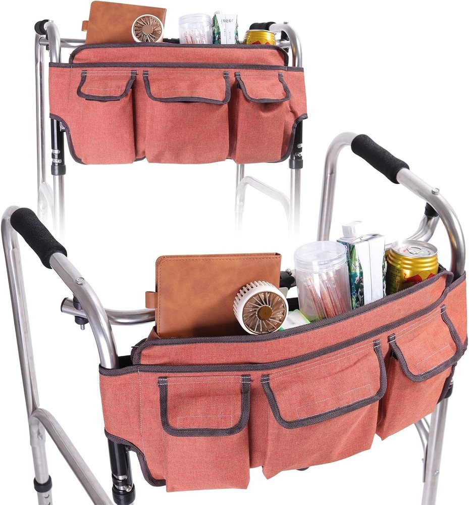 Foldable large-capacity walker storage bag, detachable