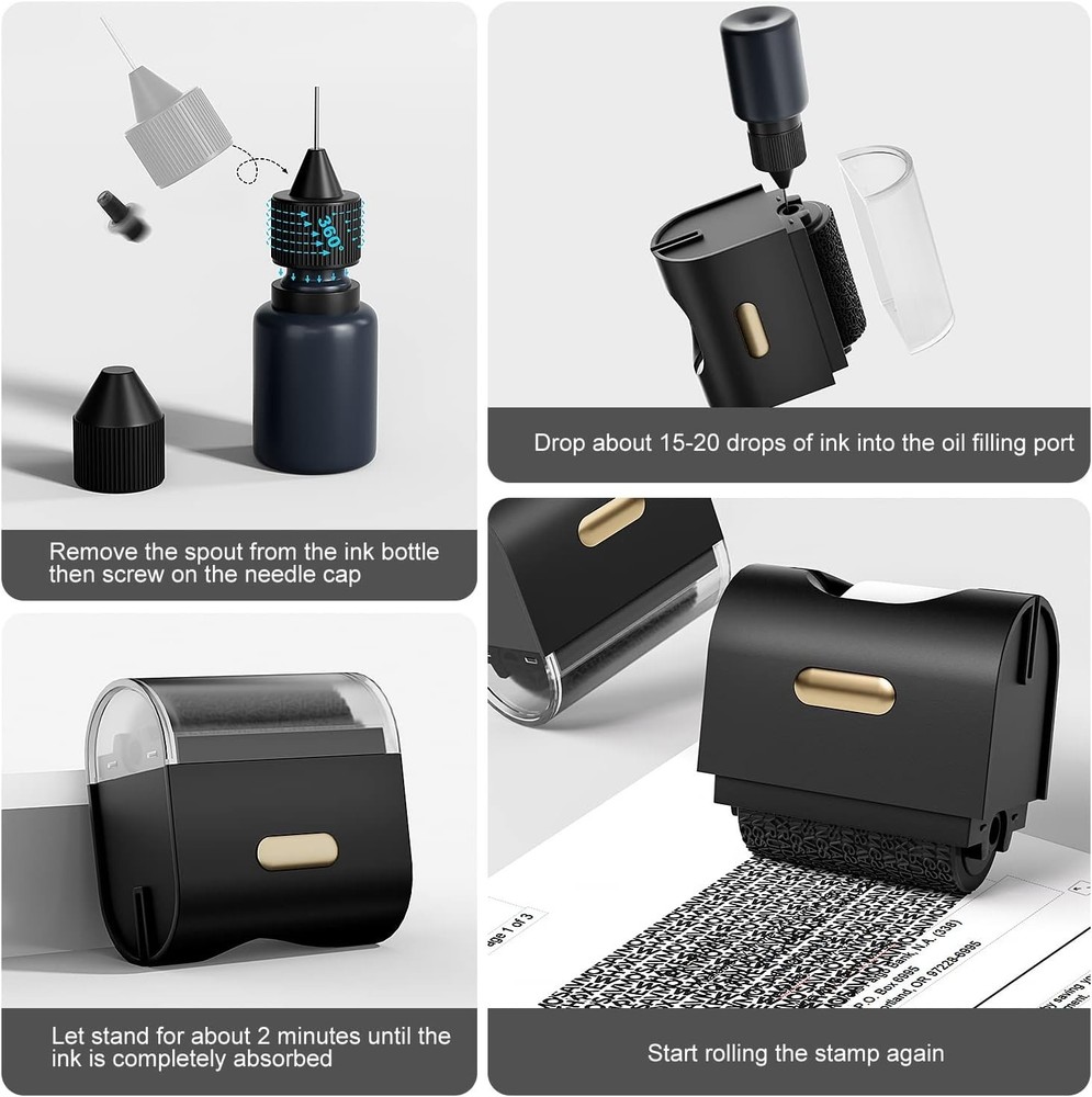 Privacy Confidential Roller Stamp Set, 10 Pack - Fast, Wide Coverage & Refills