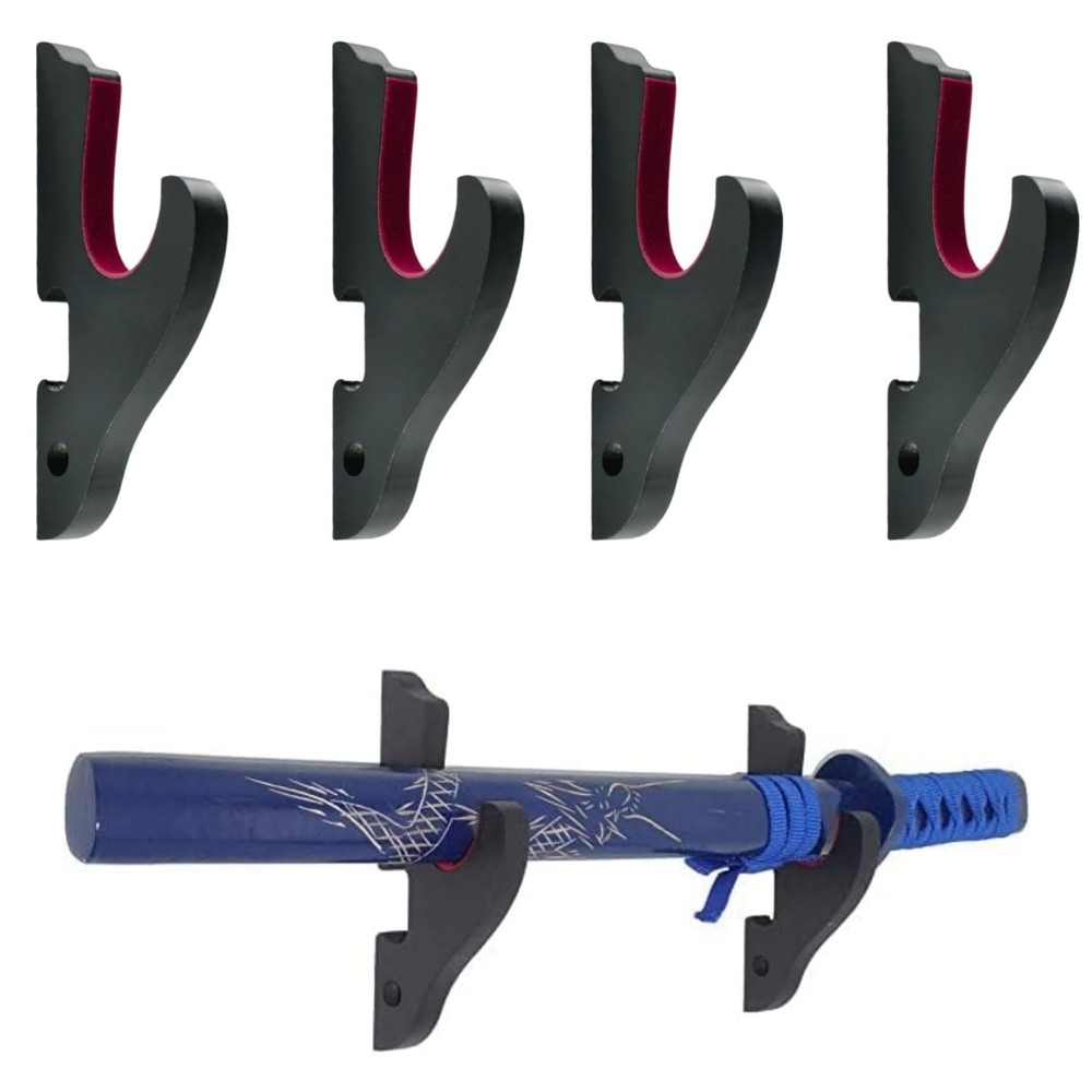 4 Pcs Sword Hook Padded Sword Holder Hanger Wall Display Rack Adjustable for ...