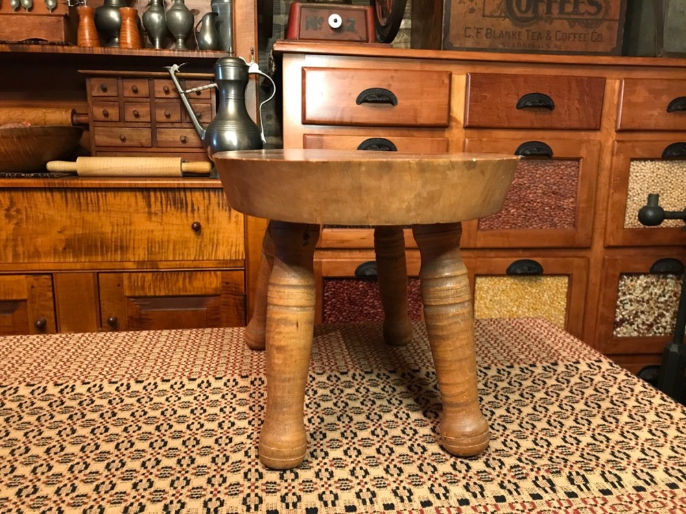ANTIQUE SOLD TIGER MAPLE STOOL