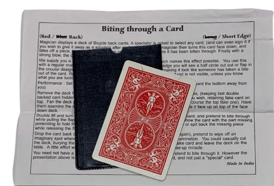 BITING THROUGH BICYCLE PLAYING CARD Magic Trick Gag Bite Chew Off Funny Restore