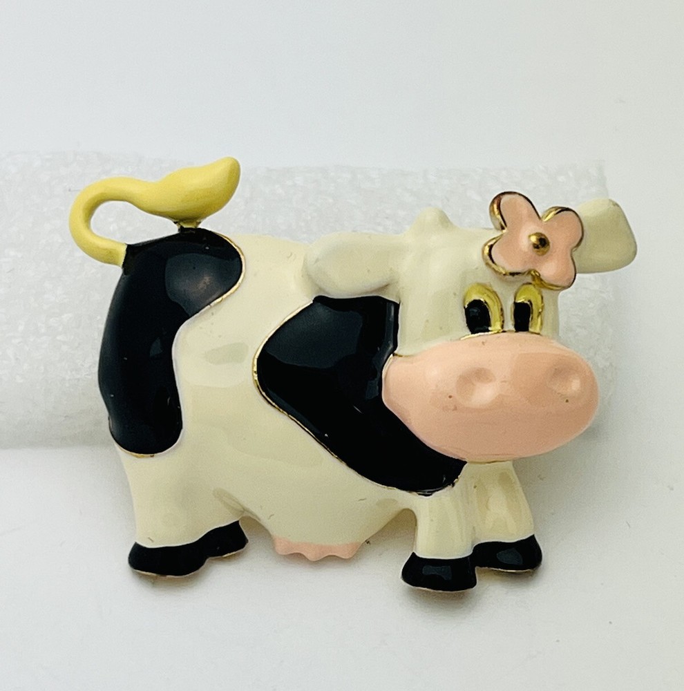 Quality Enamel Cow Pin/Brooch