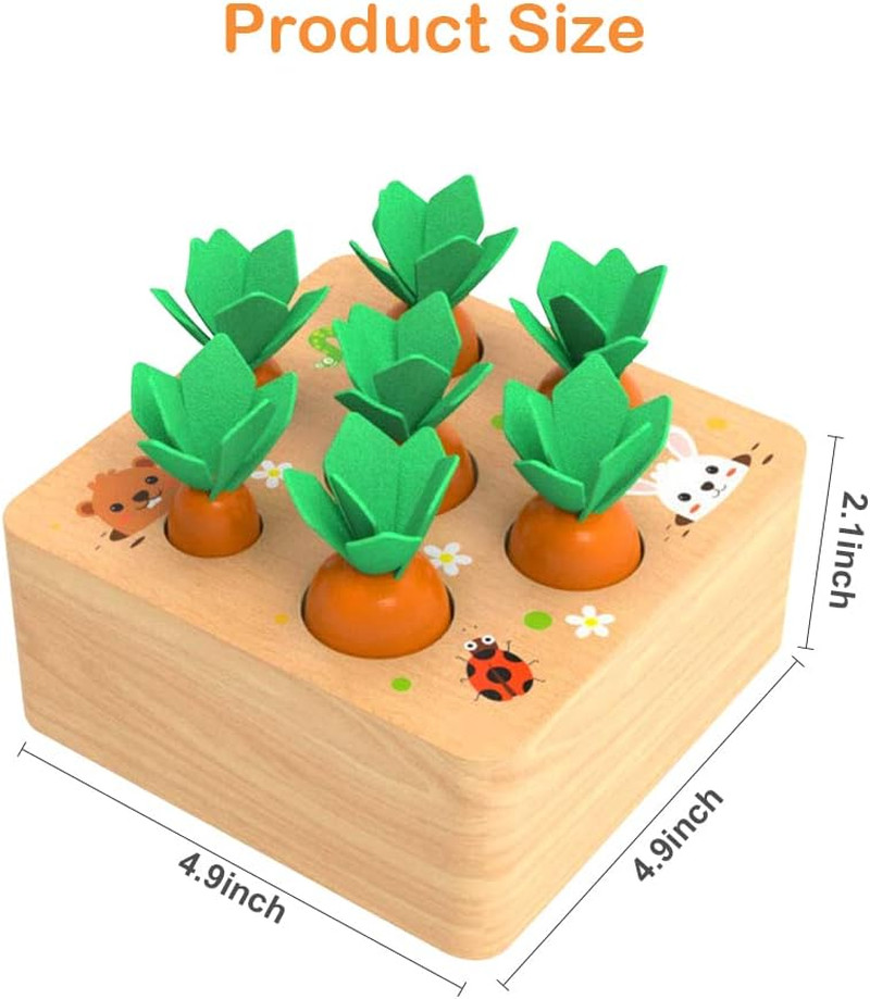 Montessori Carrots Game Gift, 7 Different Sizes, Shape Matching, Problem Solving