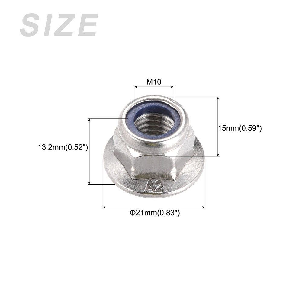 Hex Flange Nylon Insert Lock Nuts,4 Pcs,for Industrial Construction Fasteners