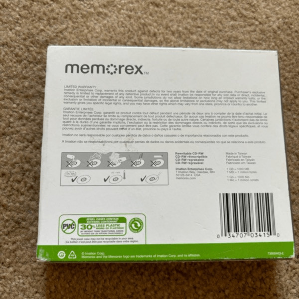 Memorex CD-RW 5PK *New, Open Package*