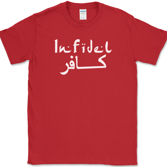 INFIDEL T-SHIRT Funny Military Humor Patriot America USA Novelty Tee