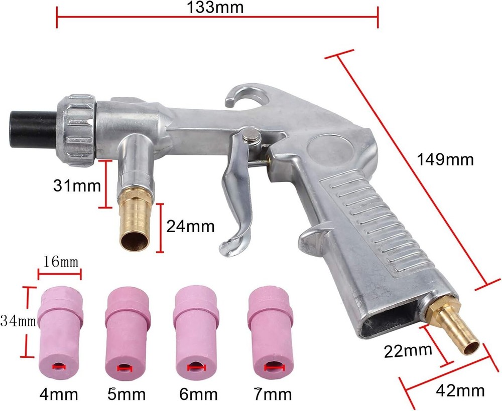 Compact Sandblasting Gun & Nozzles Set - Ideal for High-Performance Engraving