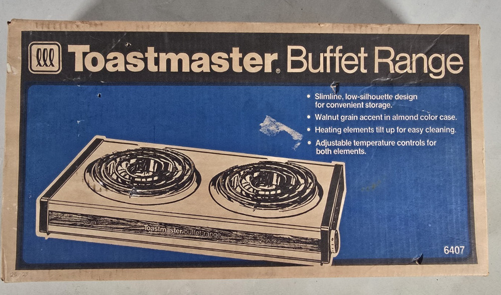 VTG TOASTMASTER MODEL 6407  DOUBLE BURNER BUFFET RANGE NOS