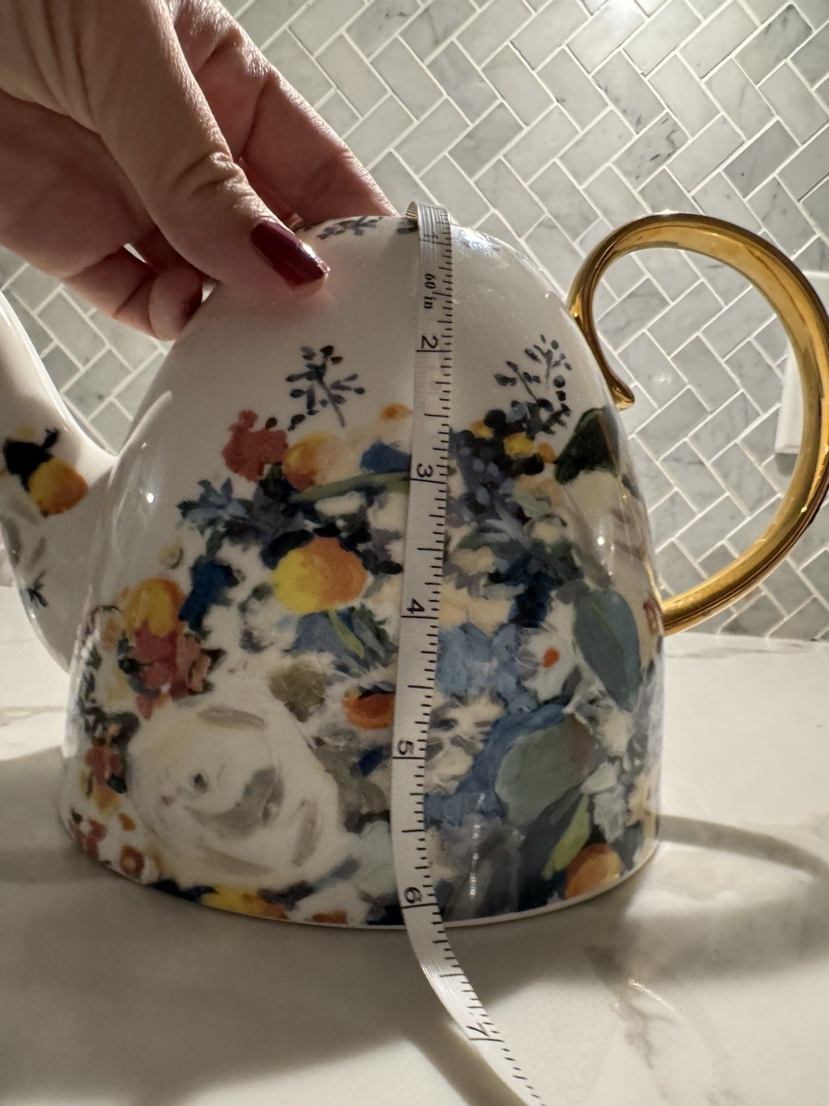Anthropologie Botanica Teapot Floral Stoneware Afternoon Housewarming Hostess
