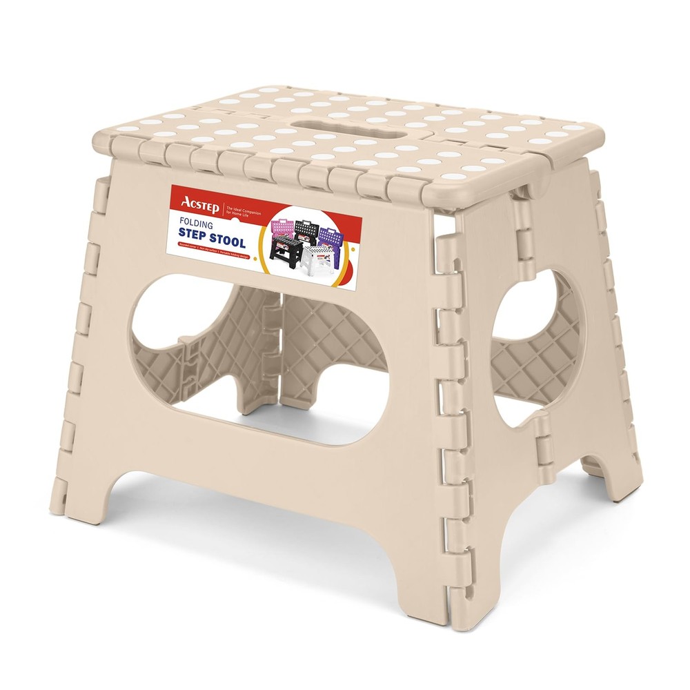 Folding Step Stool 11 Inch, Sturdy Plastic Foldable Step Stool for Kids & Adu...