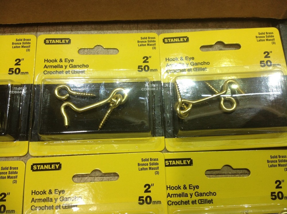 10 Stanley latch Hook Eye Solid Brass Latching Doors Gates 75-0620 cabinet door