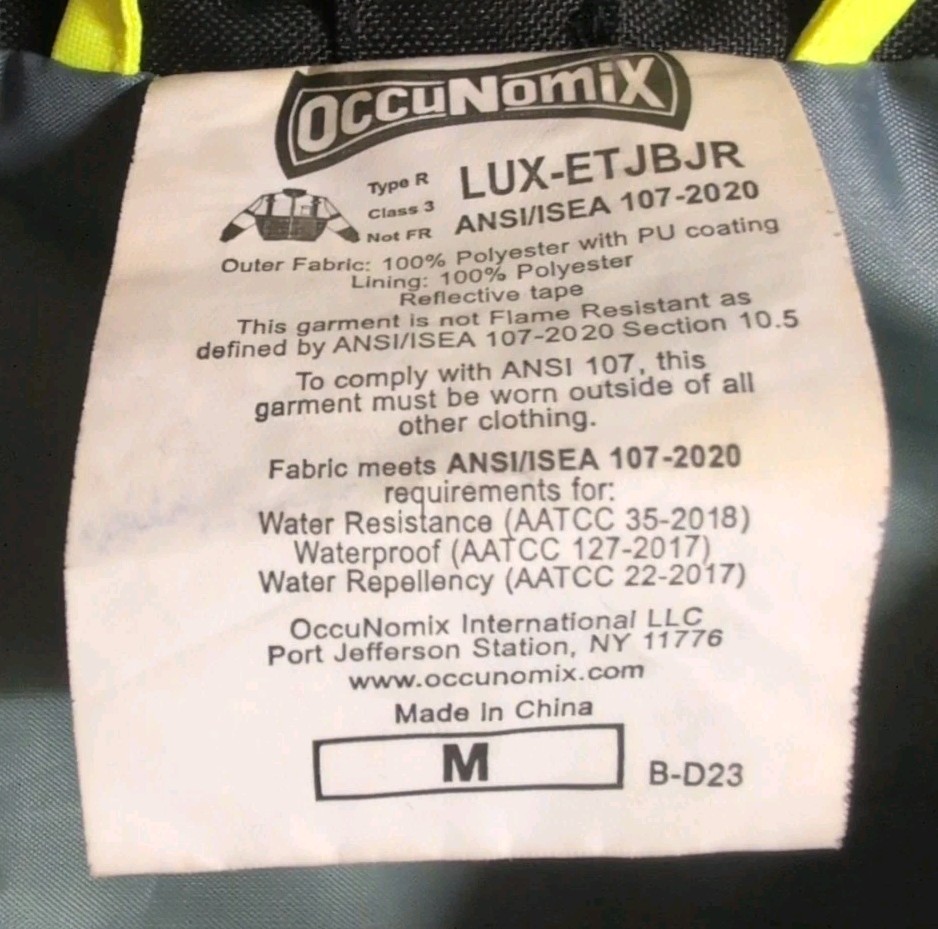 Occunomix Mens Medium Multi-Color 100% Polyester Zip Up Reflective Jacket 25