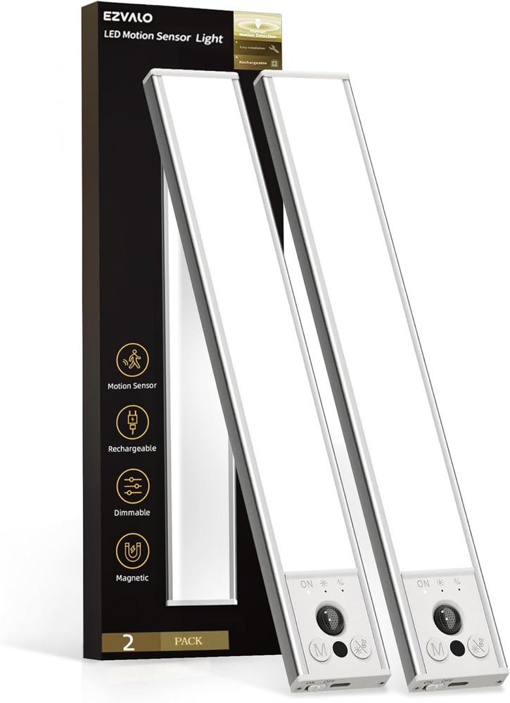 Under Cabinet Lights, LED Motion Sensor Closet Lights, Wireless - 2 Pack