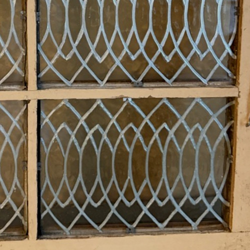 Antique Rectangular Leaded Stained Glass Window 21" x 24" UNIQUE Pattern