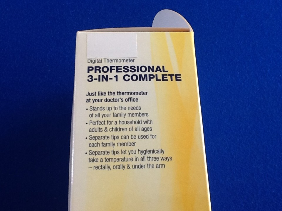 Thermometer, digital memory recall professional accuracy, 3 changeable soft tips