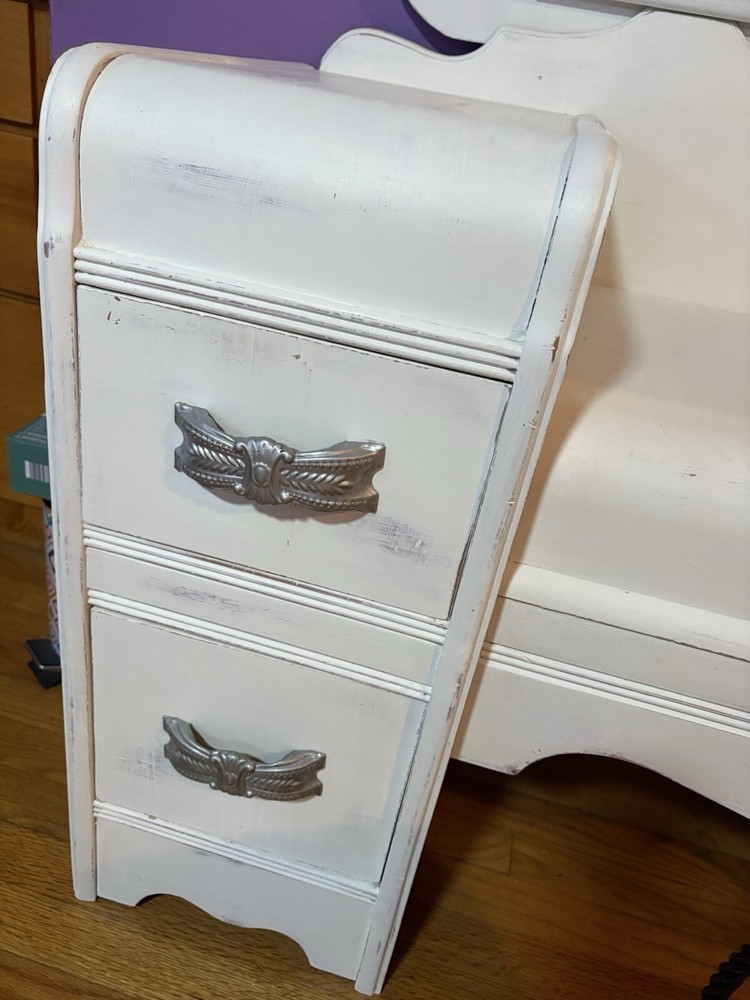 Vintage Vanity With Mirror & Stool