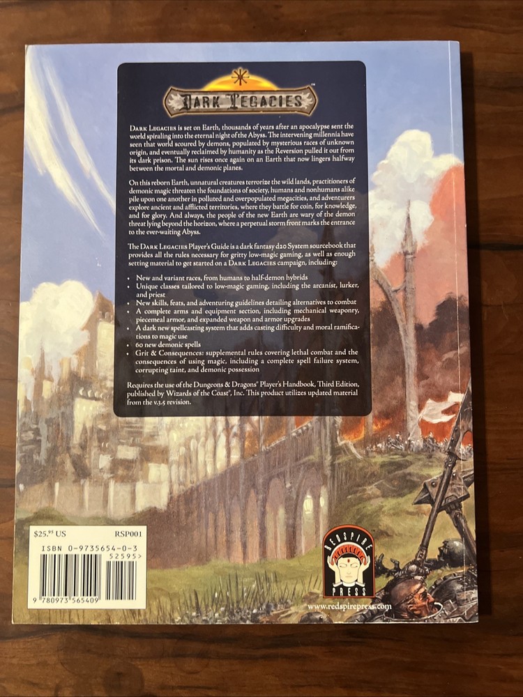 Dark Legacies Player’s Guide D&D D20 Redspire Press