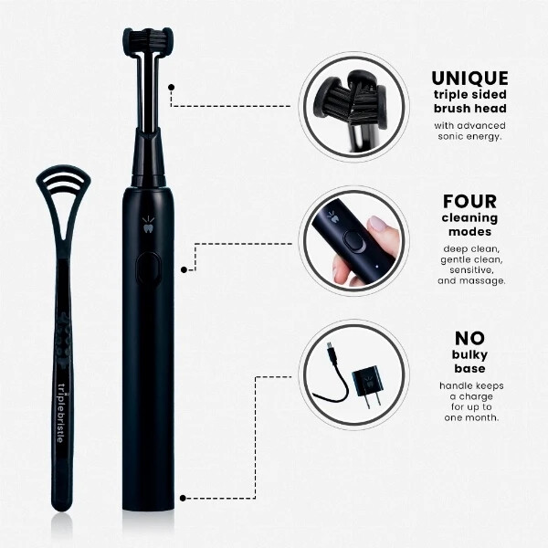 Triple Bristle MAX 3-sided Sonic Electric Toothbrush *OFFICIAL SELLER*