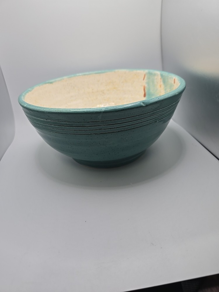 Handmade Pottery Berry Colander Strainer Stoneware Blue Gray