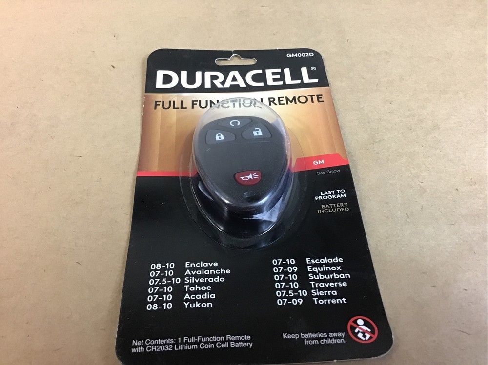 Duracell Keyless Entry Full Function Remote GM 002D,   Fits Many 2007-2010 GM