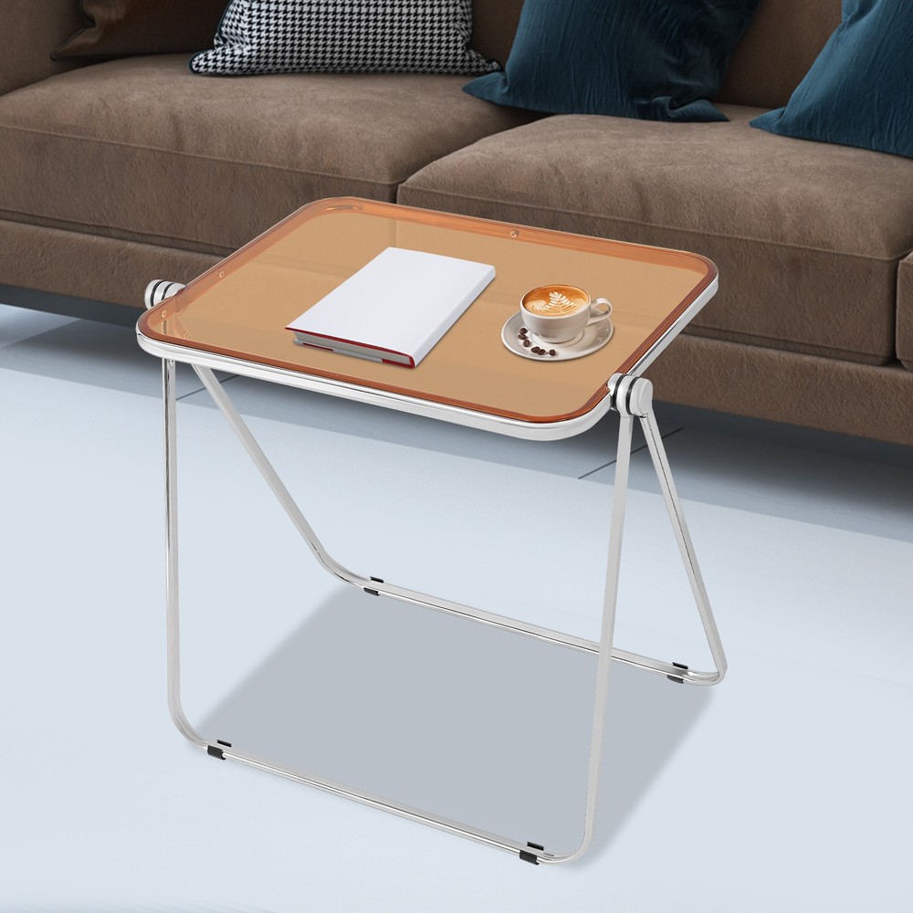 Clear Foldable Side Table, Tiny Desk for Home Office, Small Computer Desk