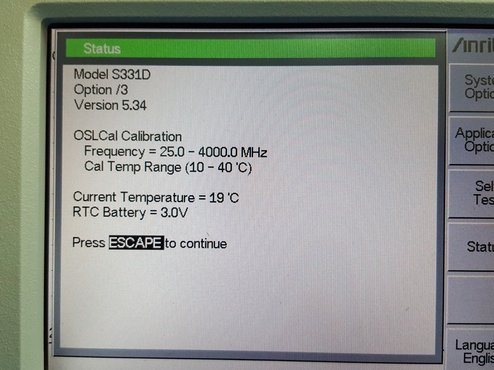Anritsu S331D: Site Master, Version 5.34, Opt. 03 (NO Battery) (6106)