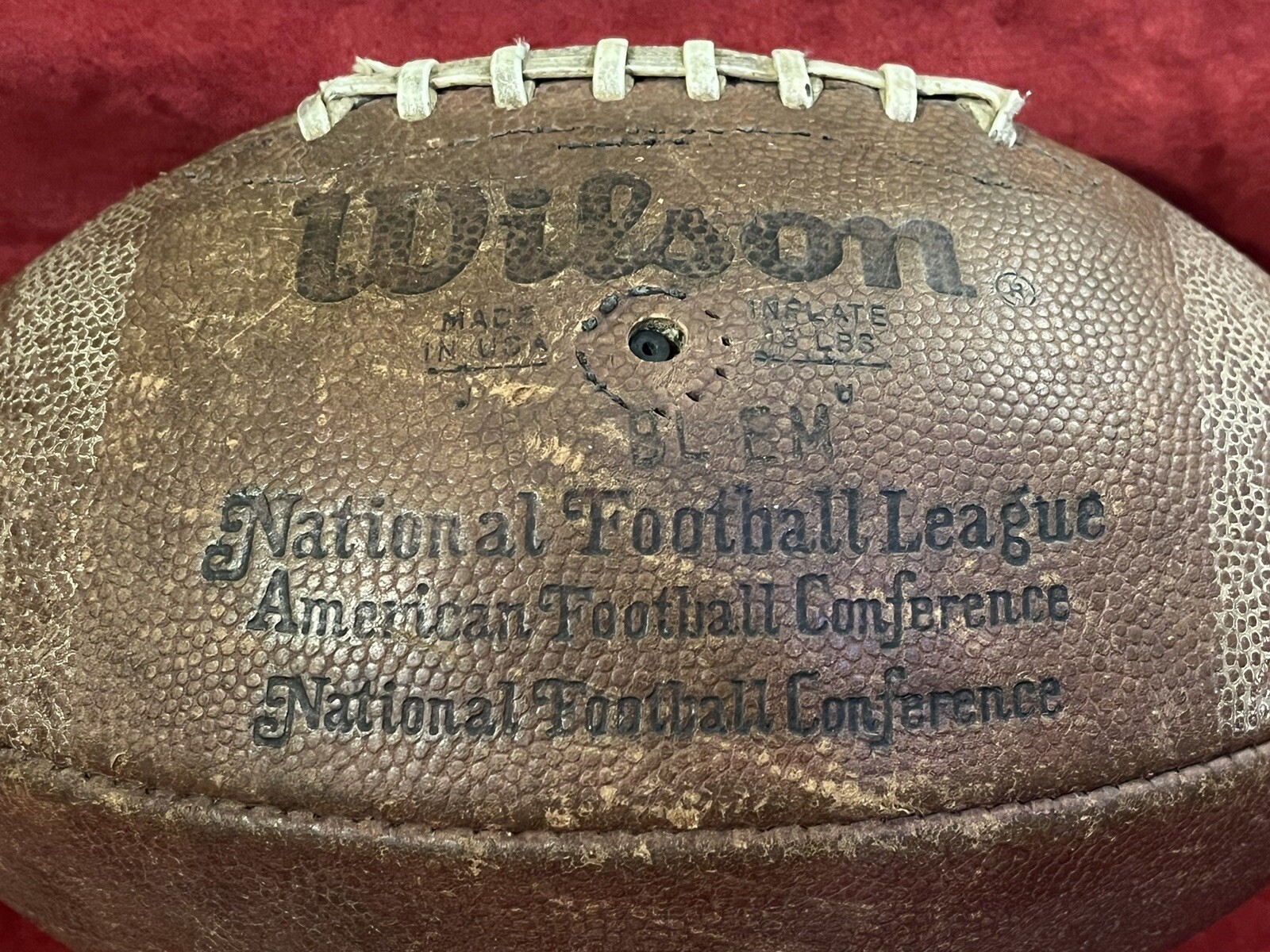 RARE 1970s Pete Rozelle NFL Football Wilson Leather - Marked “Blem” Must See