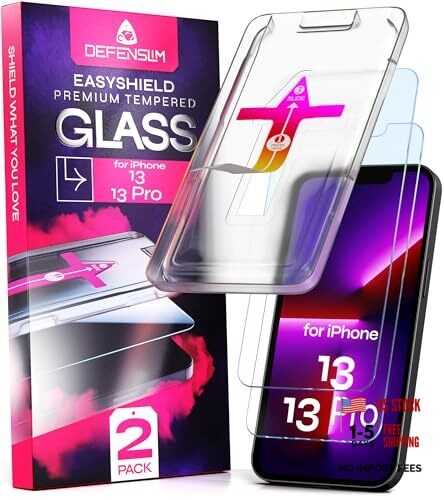 Screen Protector for iPhone 13/13 Pro (2Pack), Easy for iPhone 13 / 13 Pro