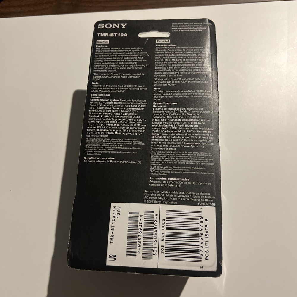 Vintage Sony TMR-BT10A Wirelsss Transmitted Bluetooth Adapter