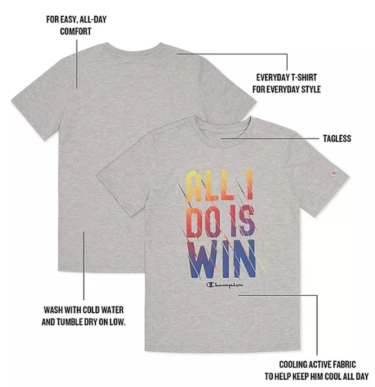 Champion Boys' Short-Sleeve Everyday Graphic Tees, Pack of 2