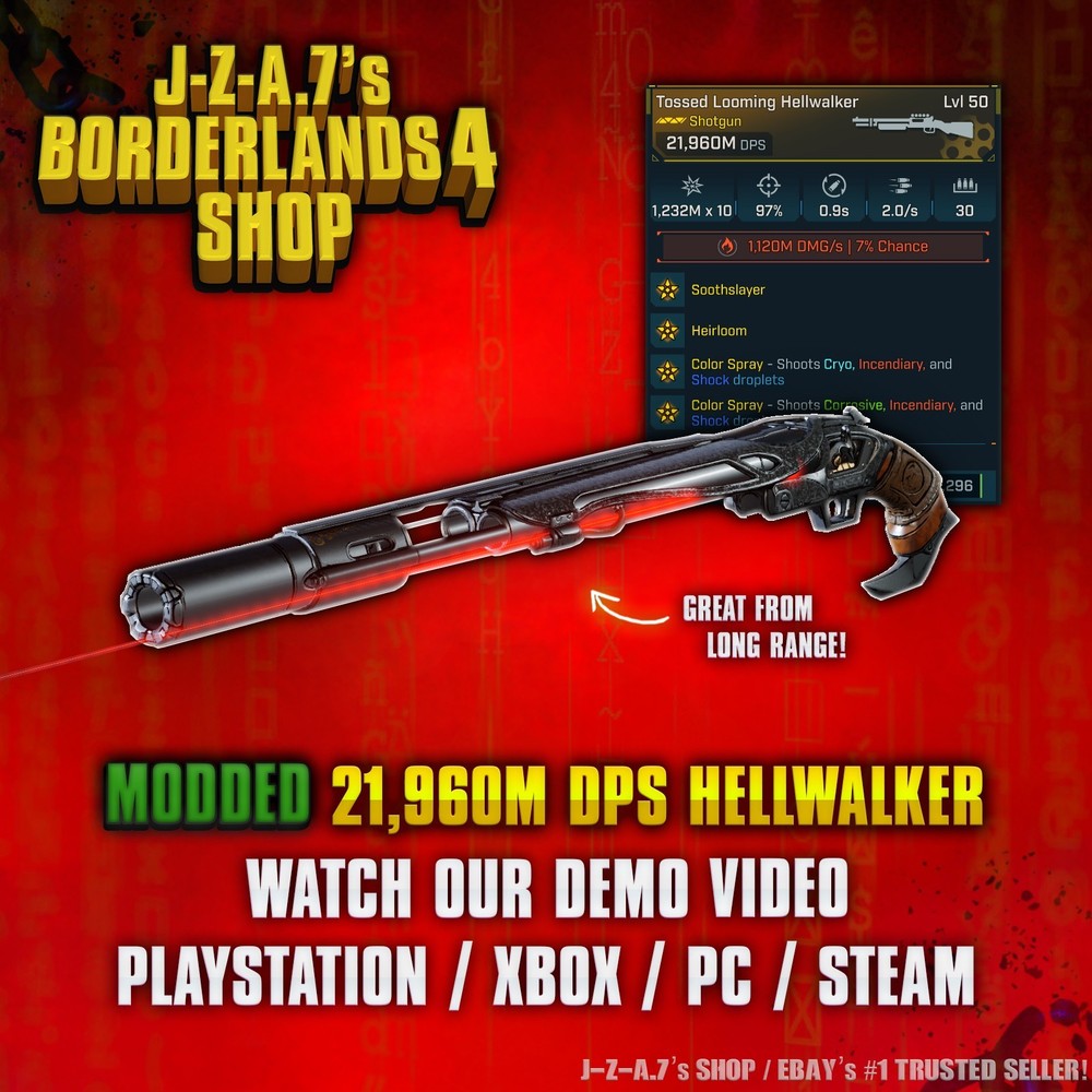 Borderlands 4✨ MODDED 21960M DPS HELLWALKER SHOTGUN BL4 CRAZY RANGE ✅PC-PS-XBOX✨