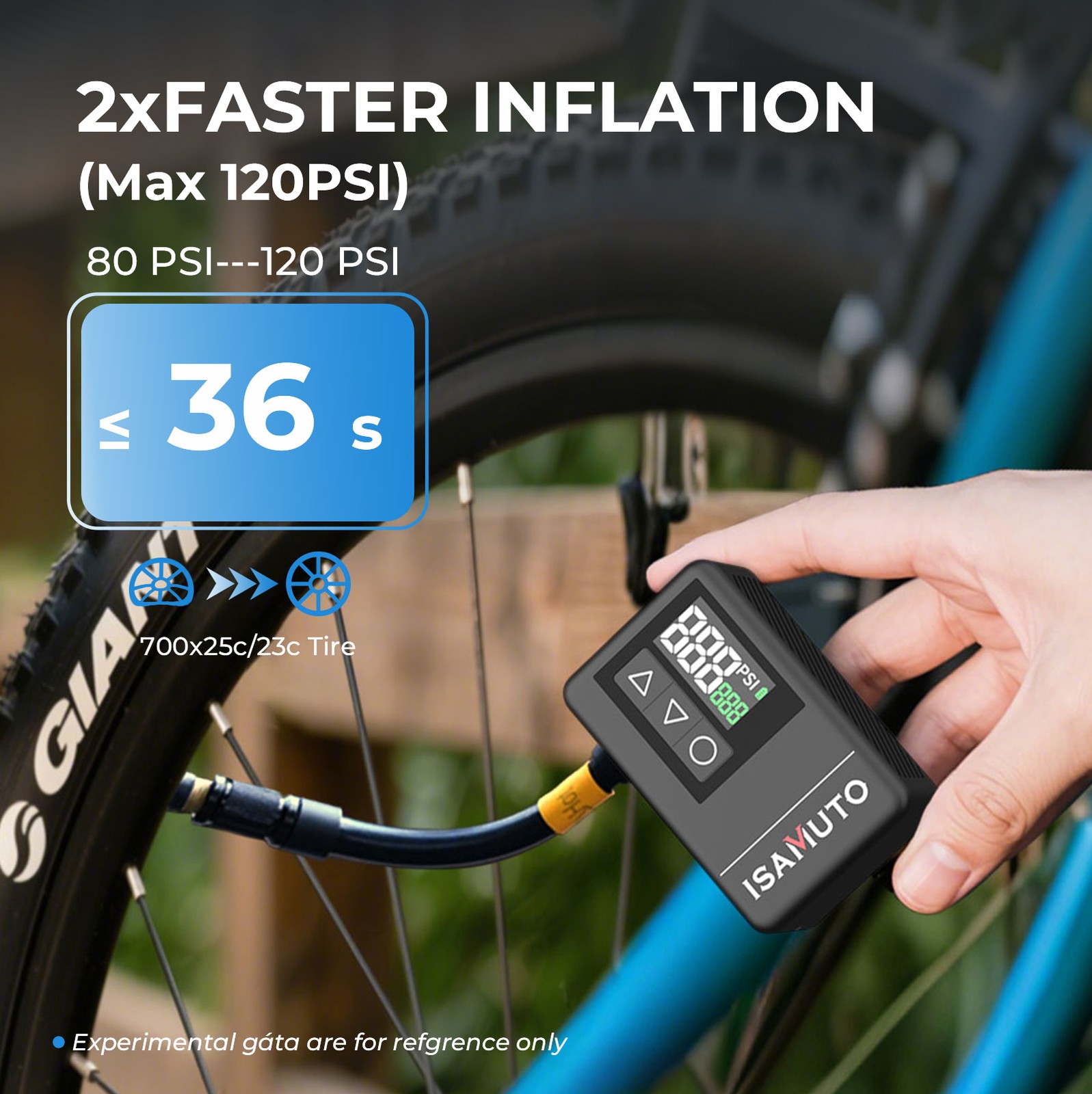 ISAMUTO MINI Portable Bicycle Tire Pump Max 120 PSI Fast Inflation Bike Air Pump