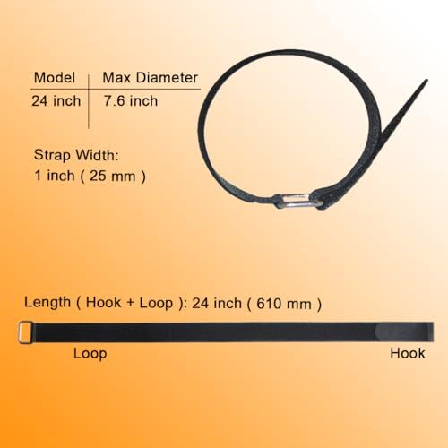 12 Pack 24 Inch Reusable Fastening Cable Straps Hook and Loop Cinch Cable Ties