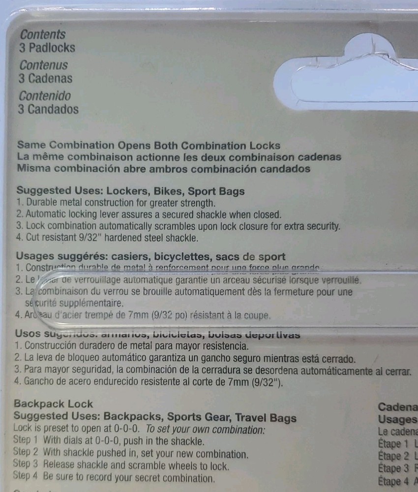 New 2 Master Lock Combination Locks Padlocks with Mini Backpack Lock #1500TBP