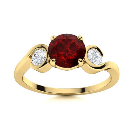 925 Sterling Silver Garnet Gemstone Three-Stone Statement Ring Jewelry