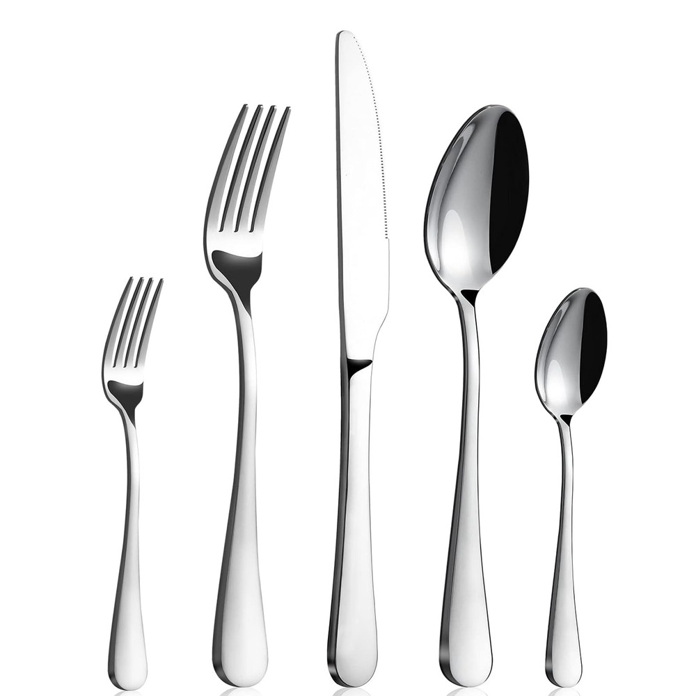 BEWOS Silverware Set for normal, 20P Stainless Steel Silver