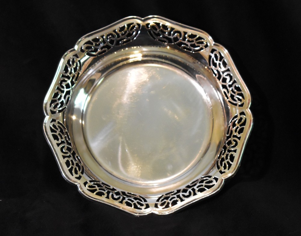 8 Inch Silver-Plated Footed Lace Pattern Platter/Dish - Germany