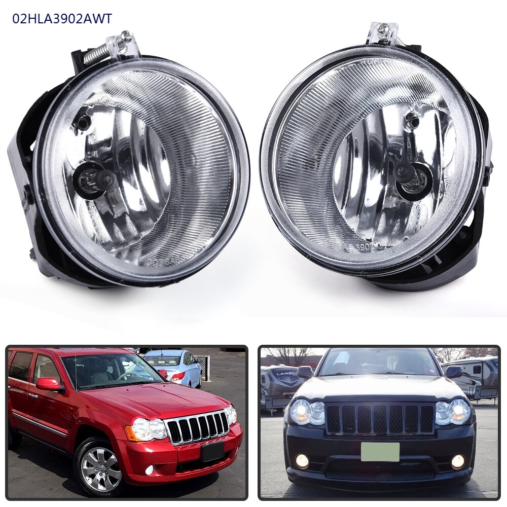 Fit For Jeep Grand Cherokee 2005-2010 Bumper Fog Light Lamps W/ Bulbs Clear Lens
