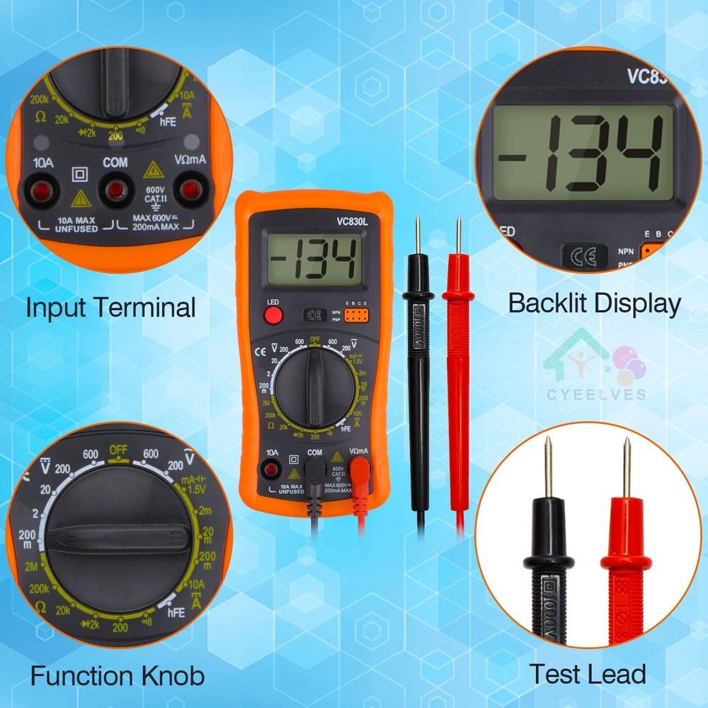 Digital Multimeter, Multimeter with AC DC Voltmeter & Ohm Volt Amp Tester, Mu...