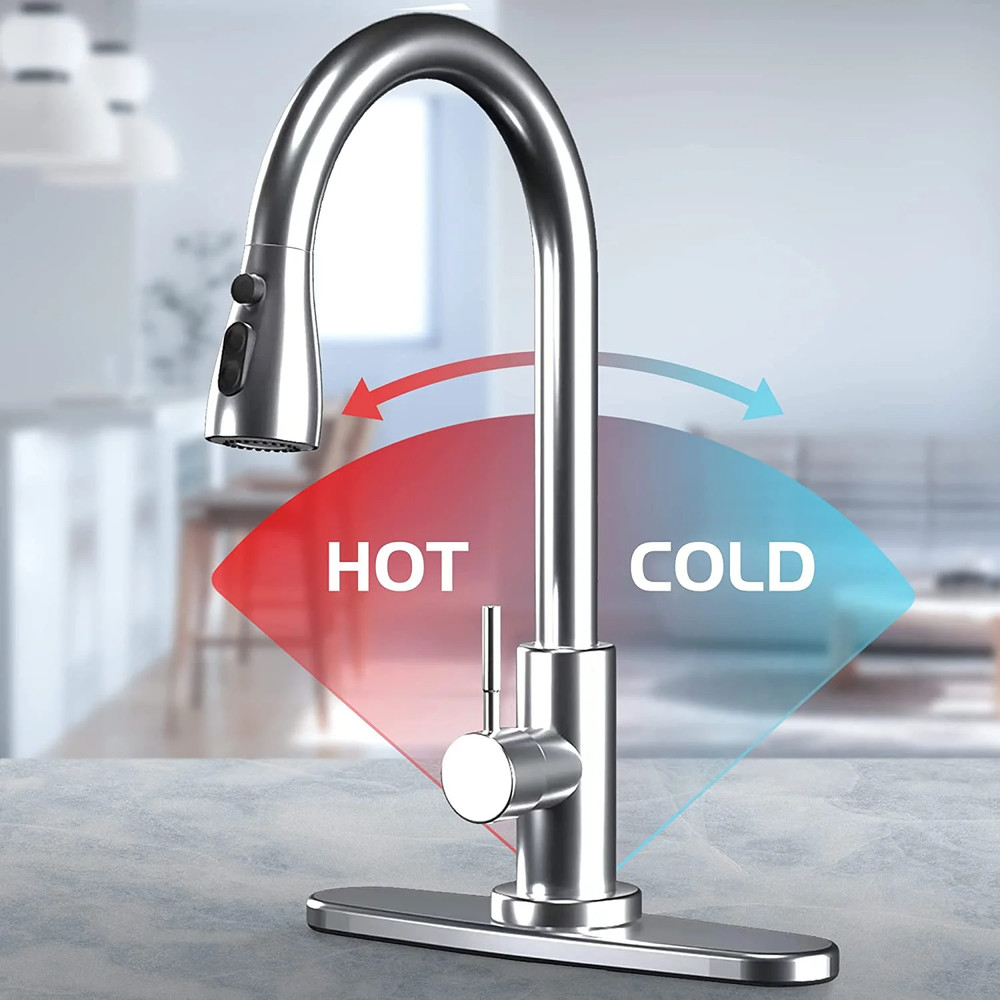 Kitchen Faucet with Pull Down Sprayer, High Arc Single Handle Kitchen Sink Fauce