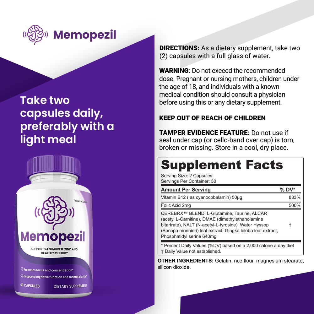 Memopezil Capsules, Max Strength, Memo Pezil for Clarity and Health (10 Pack)
