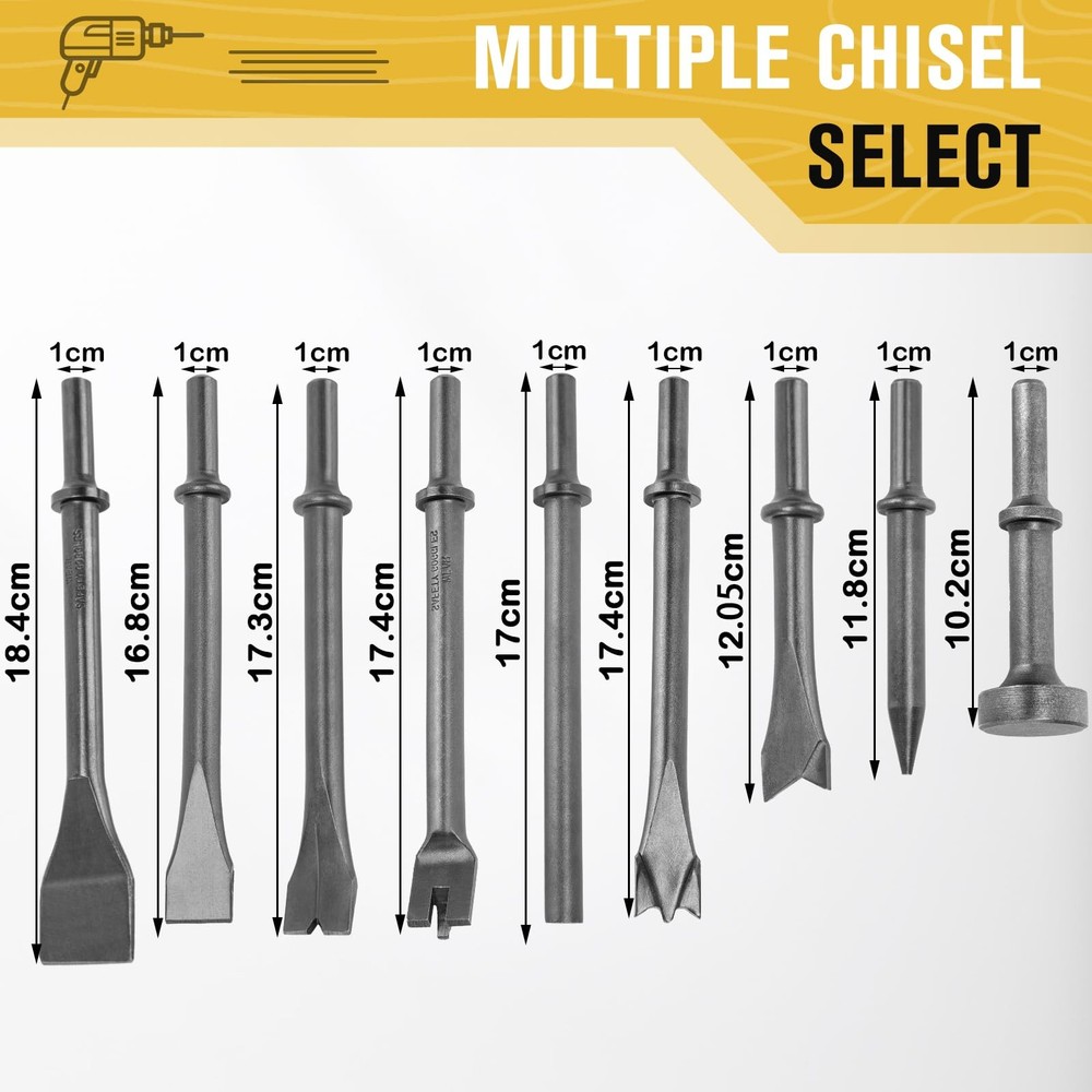 Air Hammer Bits Set 9pcs Pneumatic Hammer Chisel Bits Air Chisel Bits Air Hammer