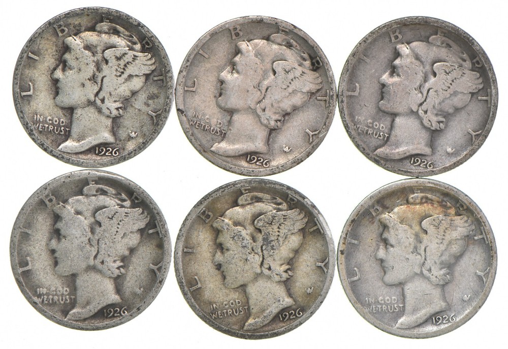 VG+ 1926-S Mercury 90% Silver Dime