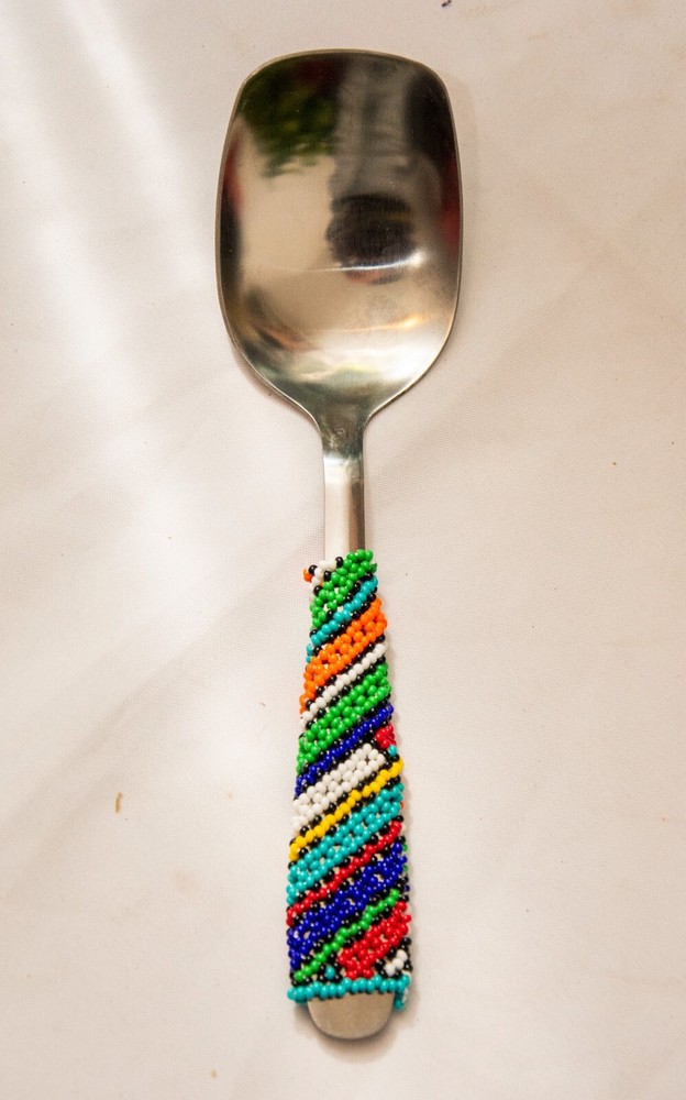 stainless steel beaded dishing spoon