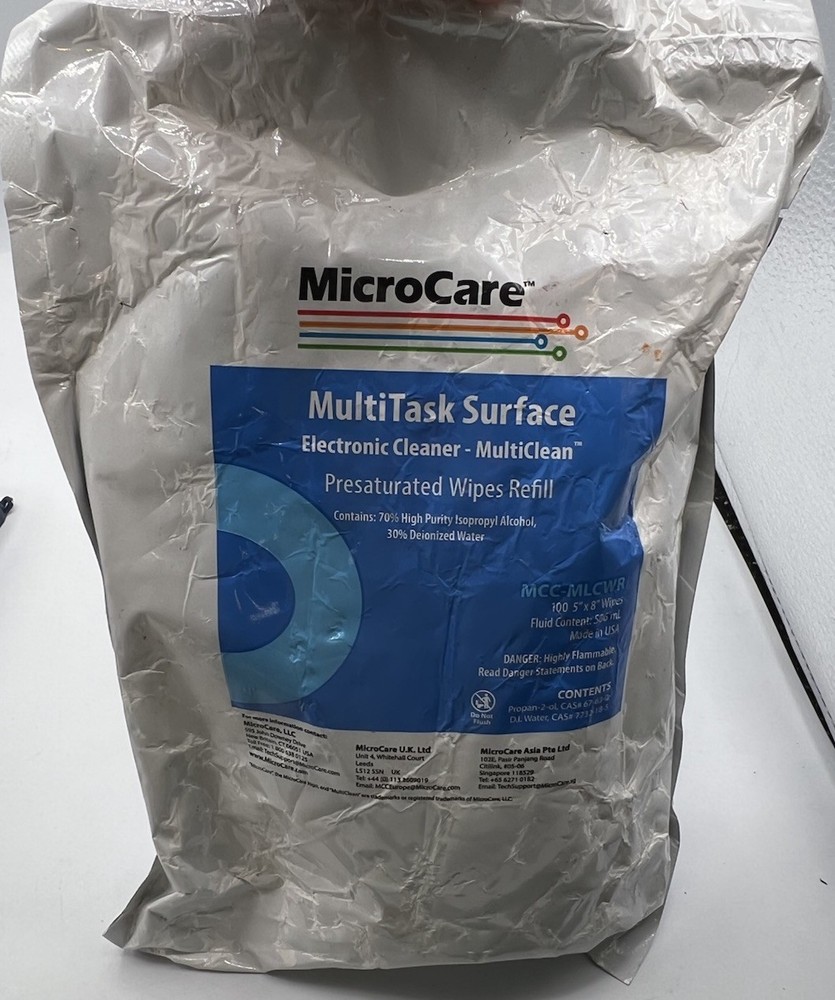 MicroCare MCC-MLCWR Pre-Saturated Multi-Task Surface Electronics Wipes, 100/Pack